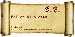 Beller Nikoletta névjegykártya